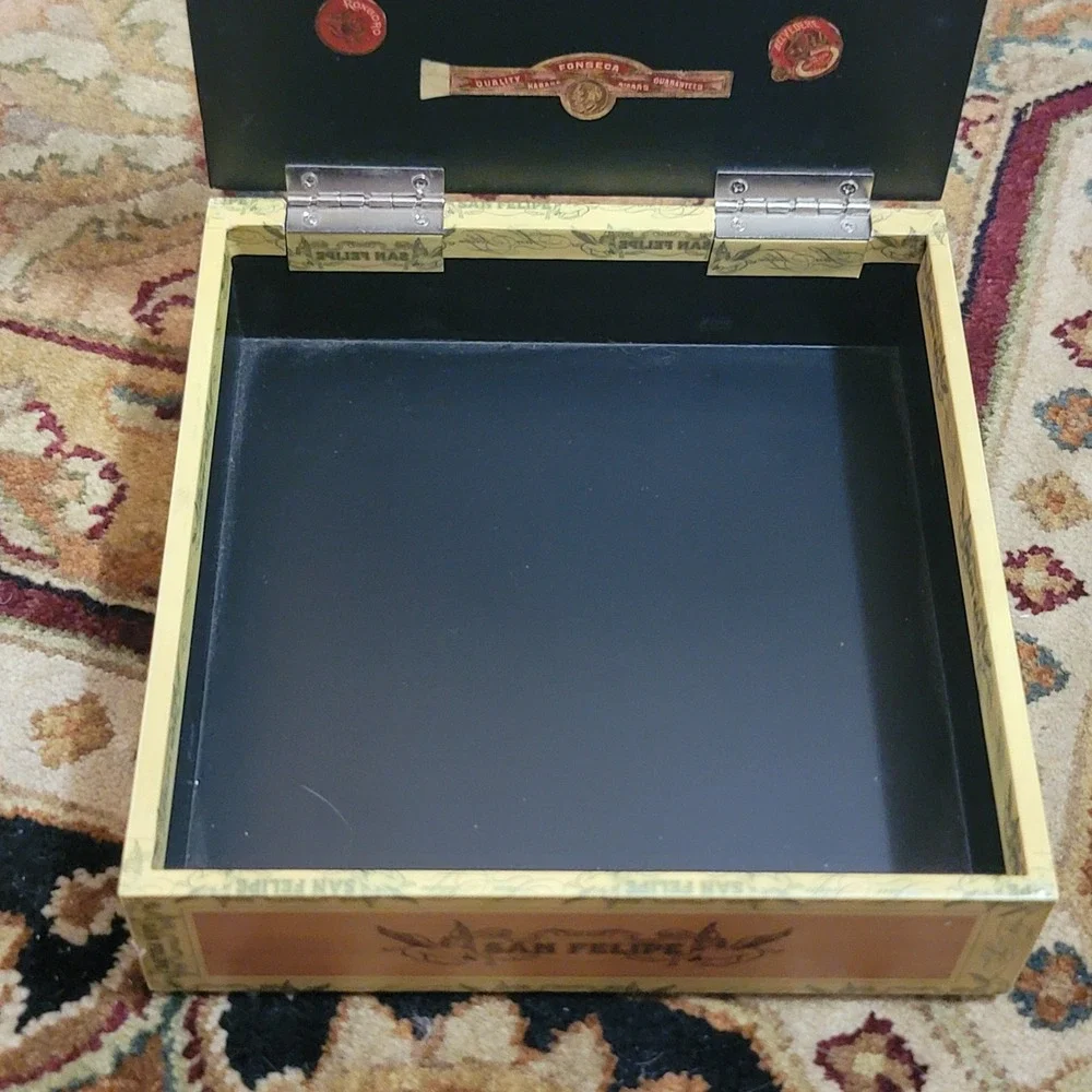 San Felipe Cigar Box Decorative Storage Hinged Lid Keepsake Organizer